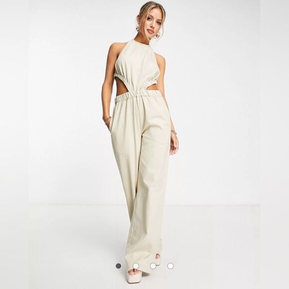 Pretty lavish cotton cutout jumpsuit sz 10 - Picture 1 of 8